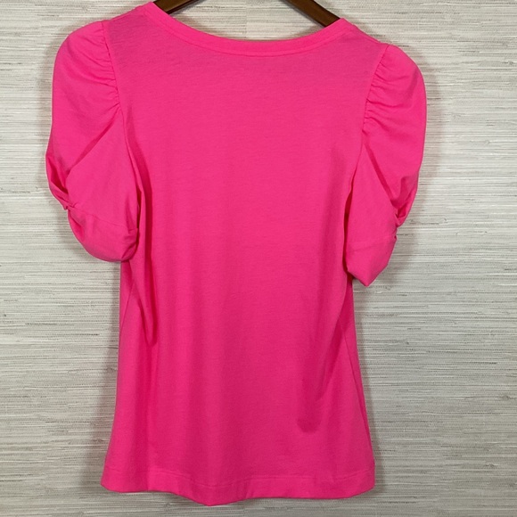 Lilly Pulitzer Jessie Top Puff Sleeve Tshirt Cockatoo Pink XS NWT - Picture 7 of 7